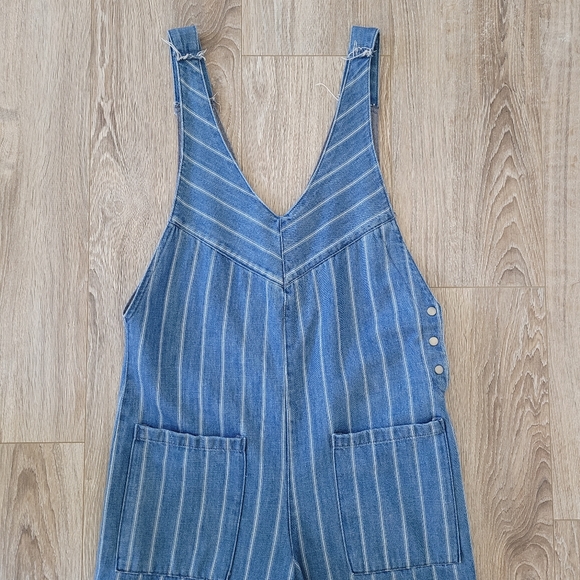 Zara Trafaluc Denim Pinstripe Jumpsuit Romper One Piece - Picture 9 of 12